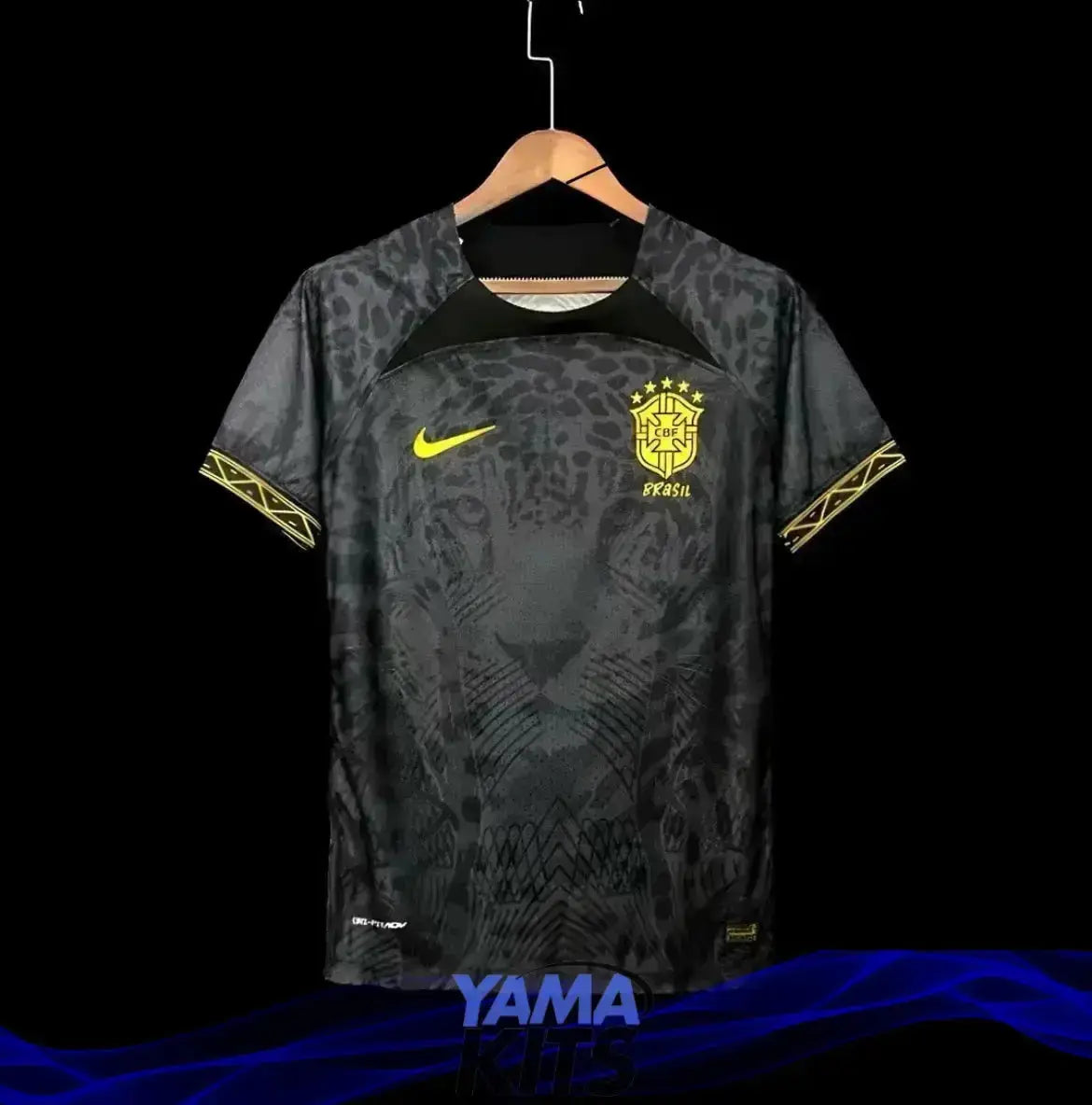 Maillot Brésil Concept noir « Lion » 2024/2025 YamaKits Foot