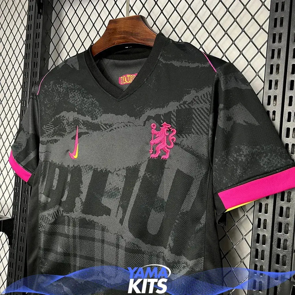 Maillot Chelsea Third "Noir, rose" 2024/2025 YamaKits Foot