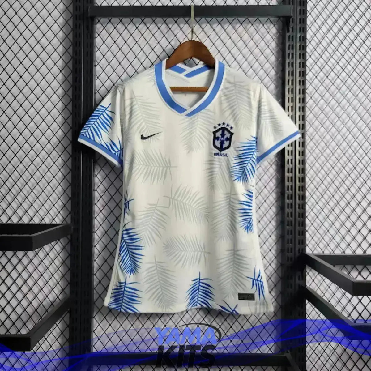 Maillot Femme du Brésil Concept « feuilles bleues » YamaKits Foot