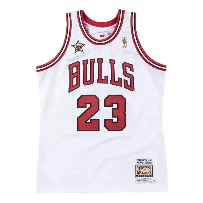 Maillot NBA Michael Jordan Chicago Bulls Blanc et Rouge '97 Mitchell & Ness YamaBasketball