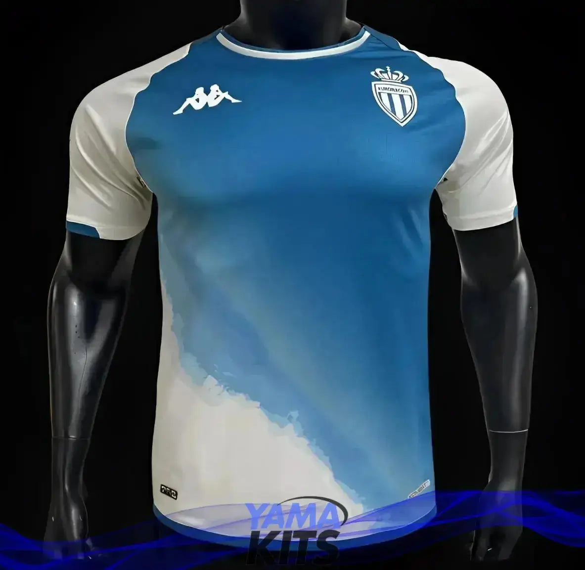 MAILLOT AS MONACO EXTÉRIEUR "BLANC, BLEU" 2023/2024 Version Player YamaKits Foot